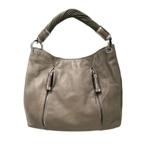MICHAEL KORS Collection Tonne Taupe/Tan Calfskin/Snakeskin Hobo Bag - Picture 1 of 12